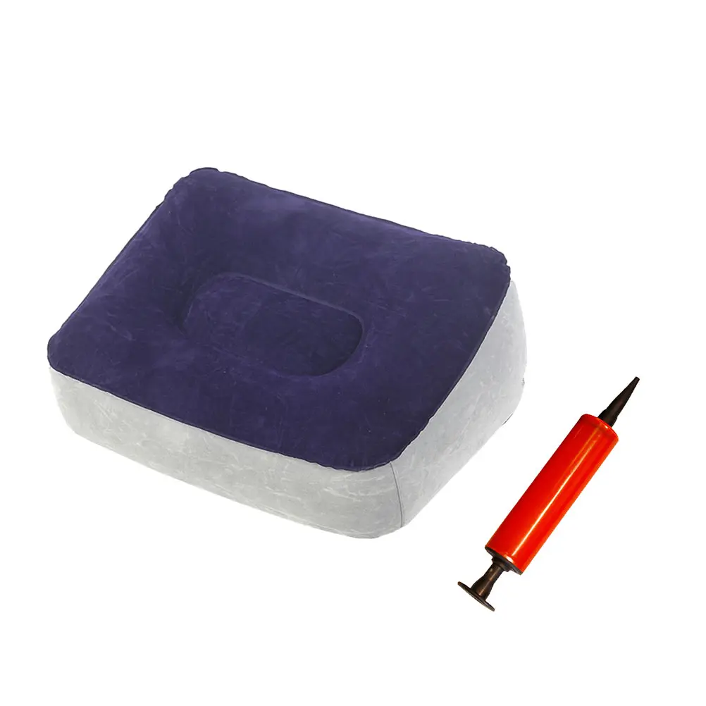 

Inflatable Footrest Travel Flocking Pvc Comfortable Multipurpose Plane Car Foot Stool Train Office