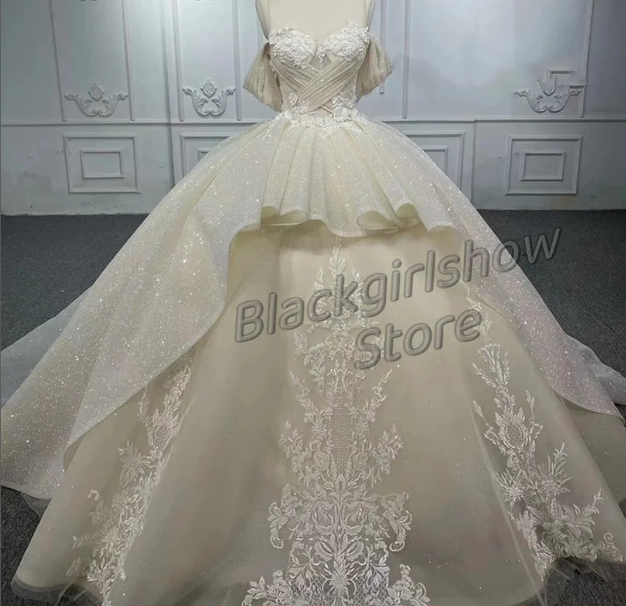 Vestidos De Quinceañera De tren dulce blanco, apliques De cristal elegantes De lujo, purpurina, Fiesta De boda, 2024