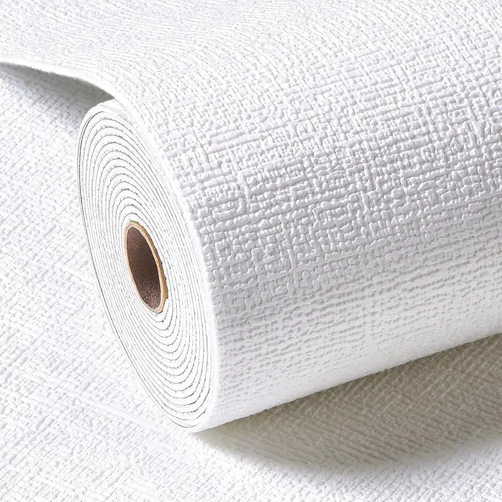 

White 3D Foam Cotton Wallpaper Texture Peel And Sti Waterproof Wallpaper, Length 19.7"" Width 393"" Per Roll, Suitable For