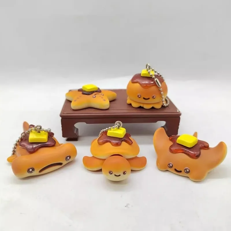 Qualia Japan Gashapon Figure Anime Cute Manta Ray Turtle Shark Marine Animal Pancake Keychian Action Figurine Capsule Toys Gift