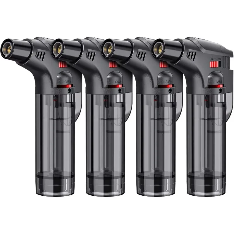 New Torch Lighter, Jet Flame Lighter Refillable Gas Butane Lighter with Visible Fuel Tank,Windproof Adjustable Flame for Kitchen