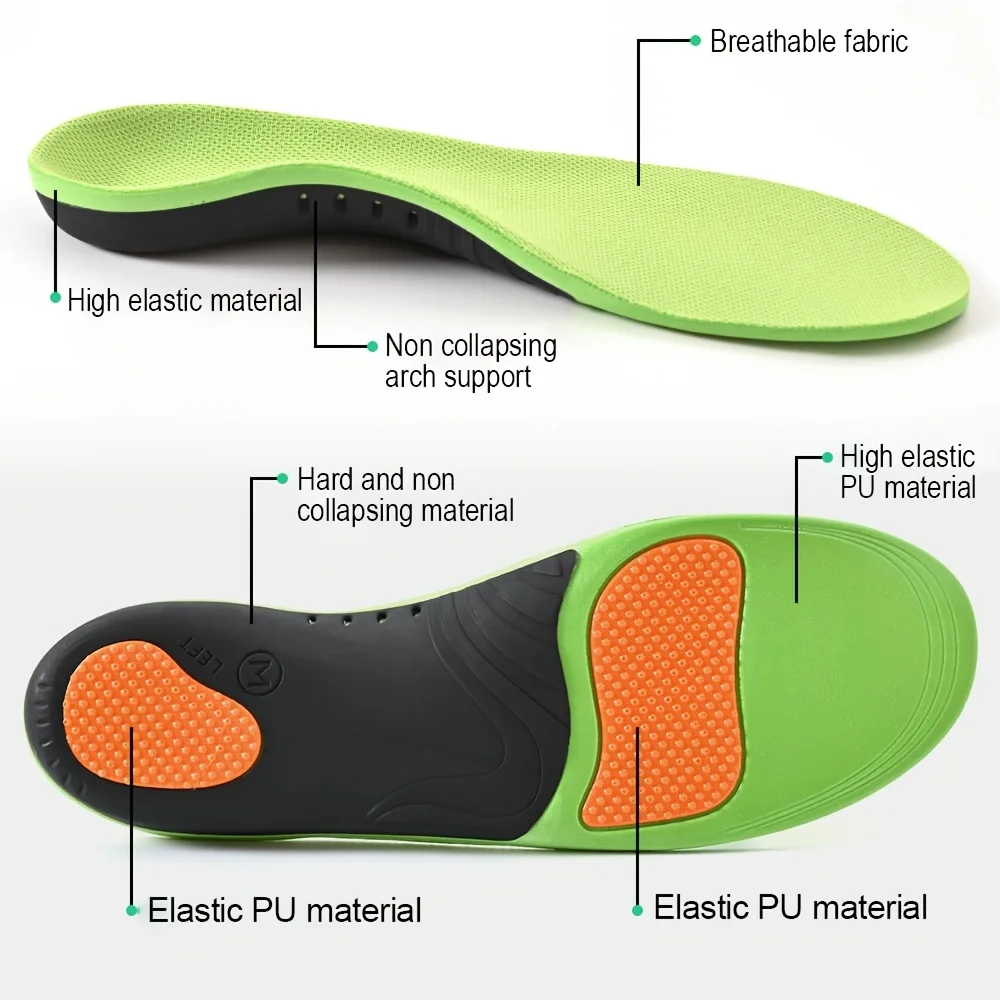 2/4Pairs Arch Support Insoles Orthopedic Shoes Sole Wear-resistant PU Material Comfortable And Elastic For Flat Feet  X/O Leg
