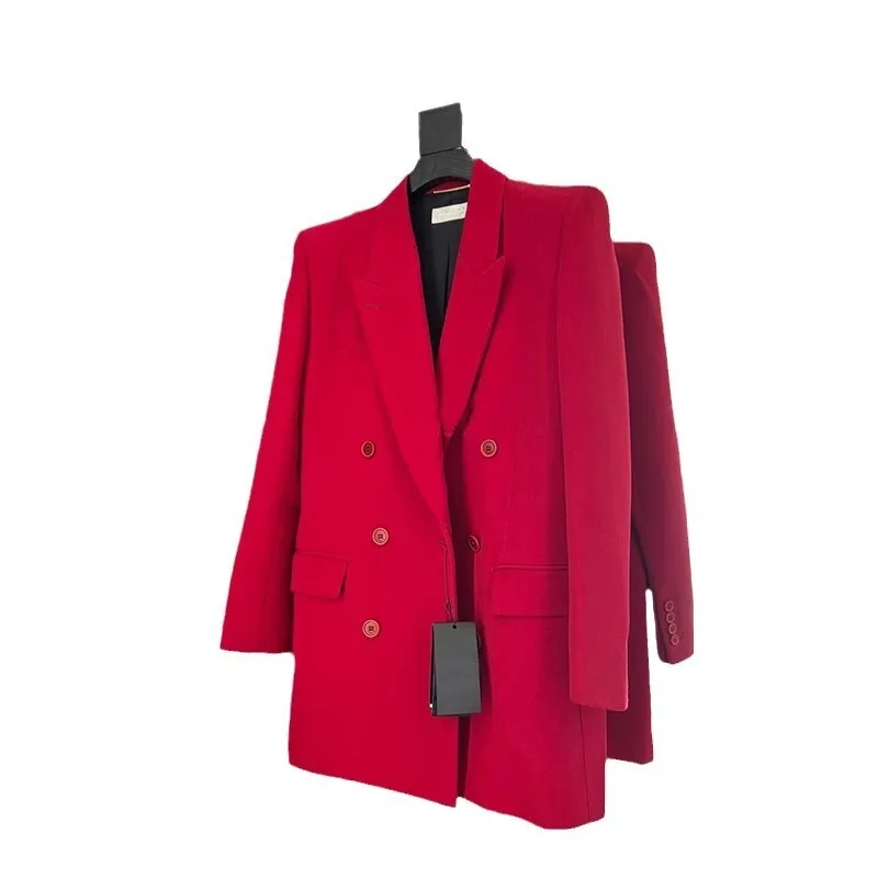 [oein] Red Suit Jacket Blazer 2024 Autumn New Super Stylish Tassel Personalized Dinner