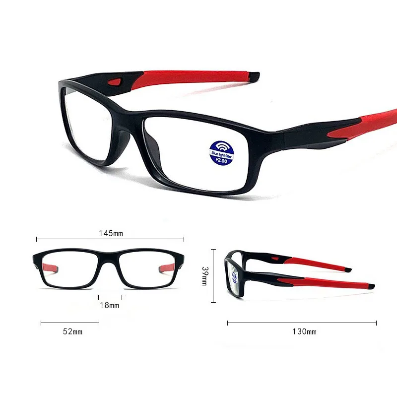 Women Men Sports Reading Glasses Fashion Ultralight HD Presbyopia Unisex Square Blue Light Blocking Eyeglasses +0+1.0+1.5+4.0