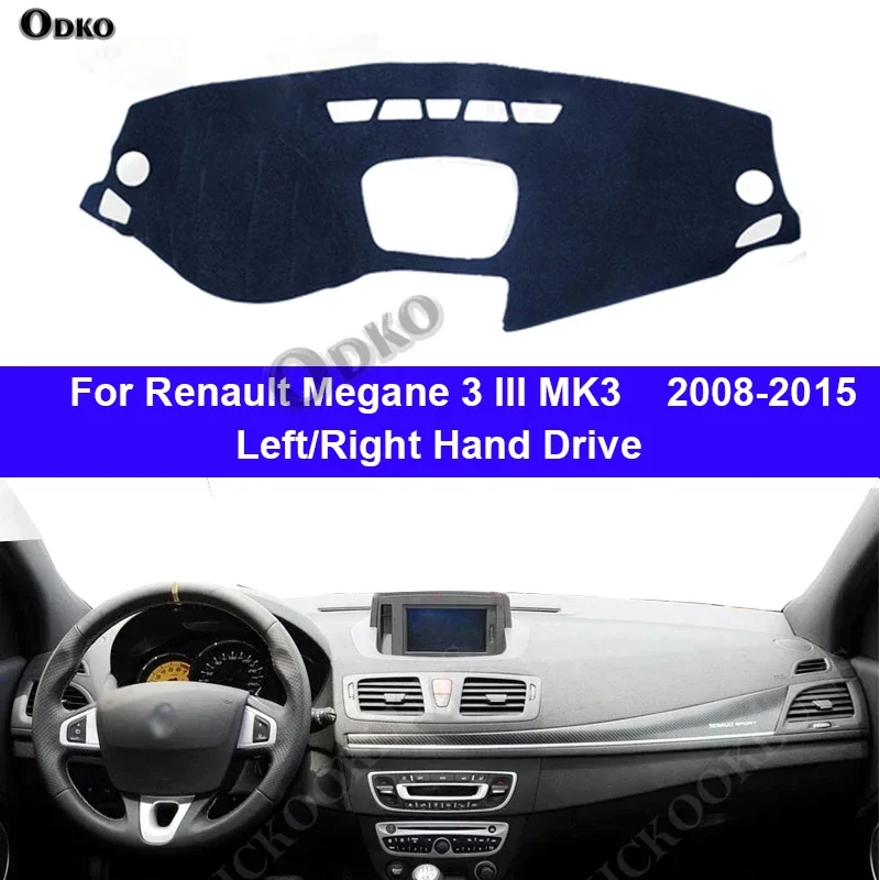 Накладка на приборную панель для Renault Megane 3 III MK3 2008-2015, защитный коврик для центральной консоли, солнцезащитный коврик, аксессуары
