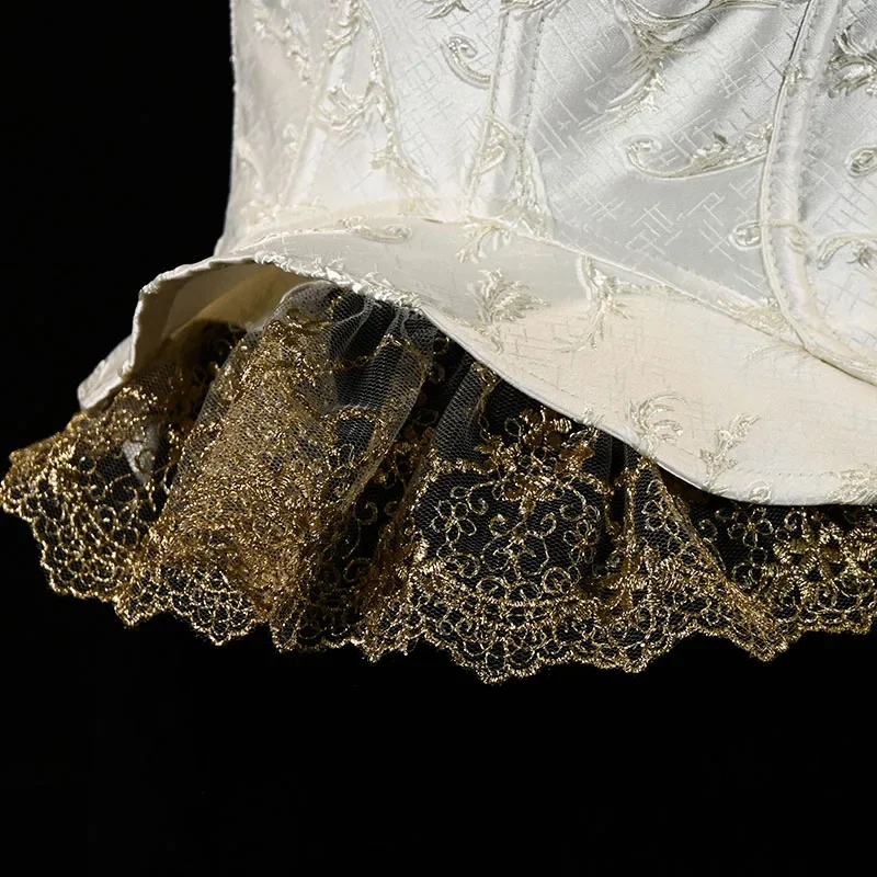 أبيض أسود مشد تحت الصدر مثير المرأة حزام من الدانتيل القوطية خمر تنقش مدرب خصر التخسيس المشدات الدانتيل متابعة Shaperwear