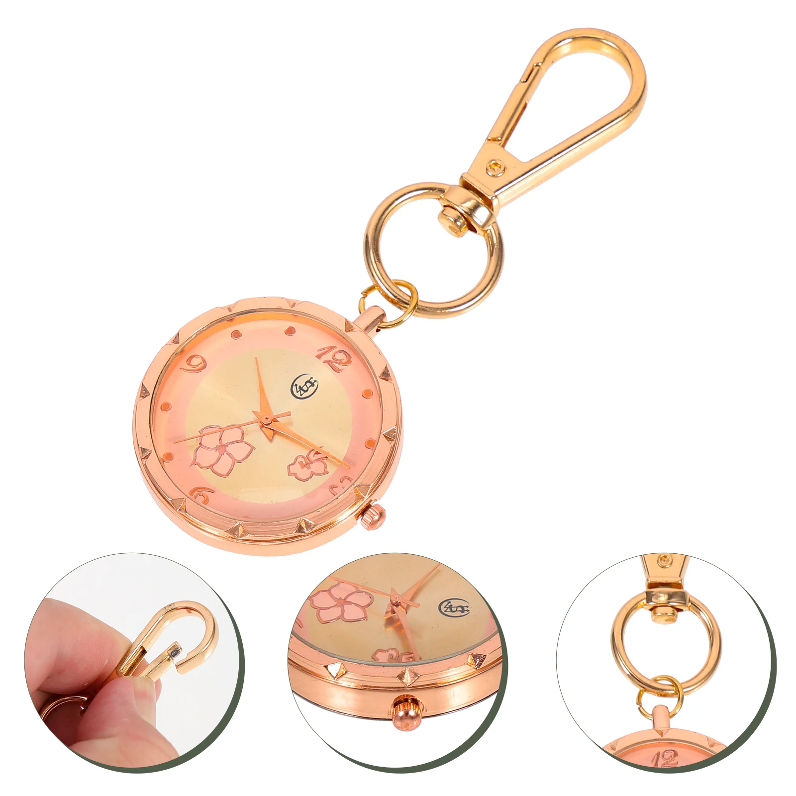 

Mute Pocket Keychain Nurse Watch Alloy Buckle Design Lightweight Durable Clip On Chest Watch For Women Men Great Gift