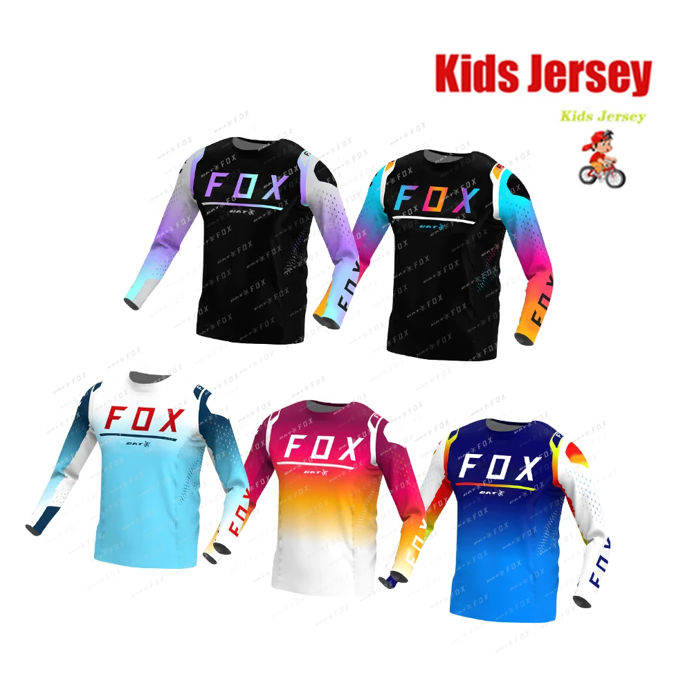 Camiseta de Motocross BAT FOX para niños, Jersey de descenso, camiseta de carreras todoterreno, Jersey de bicicleta de montaña de secado rápido,