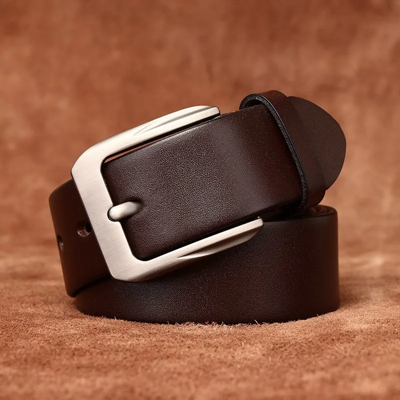 Simple and fashionable casual belt for men leather pin top layer versatile formal dress pants men's