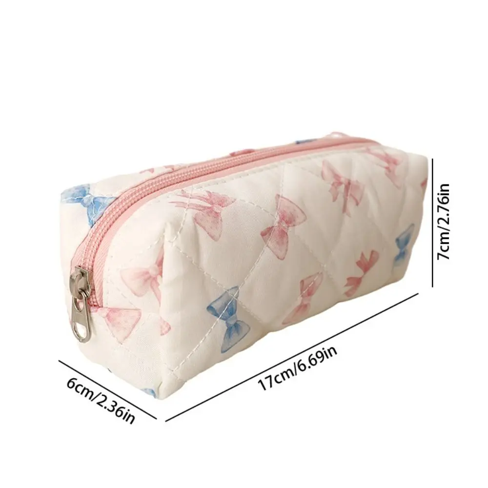 High Quality Bowknot Floral Print Pen Bag Large Capacity Multifunctional Storage Bag Portable Cosmetic Bag Students