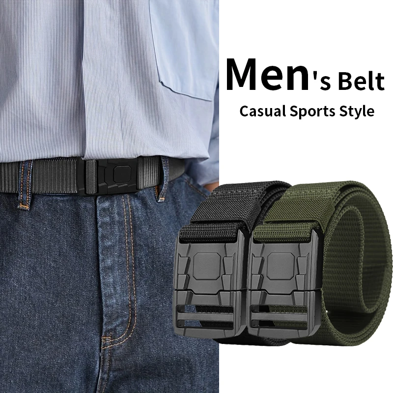 The New Men's 120cm Buckle Belt Nylon Braided Lightweight Breathable Daily Commuter Men's Belt