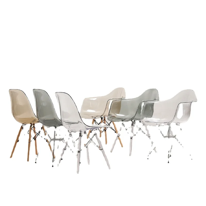 Dining Chair Modern Transparent Backrest Stool Dining Room Furniture Nordic Negotiation Office Chairs Leisure Solid Wood Chair