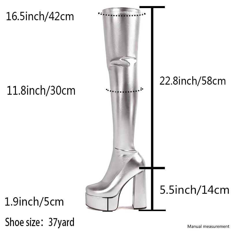 Platform Over The Knee Boots Women 2024 Fashion Pink Silver High Heels Women\'s Slim Stretch Thigh High Boots