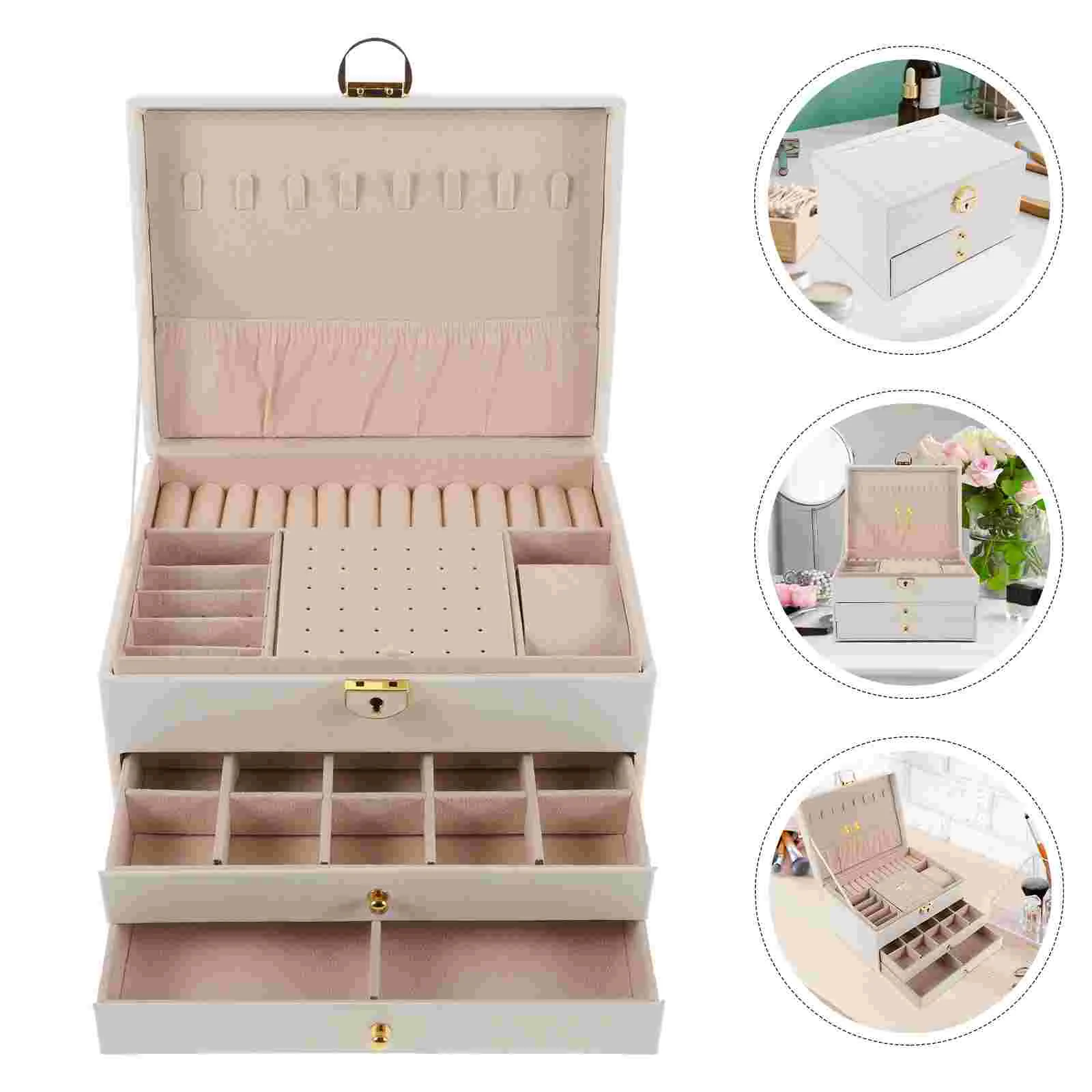 

Jewelry Box Portable Organizer 3 Layers Case Travel Boxes Necklace Stand Earring Holder Earrings