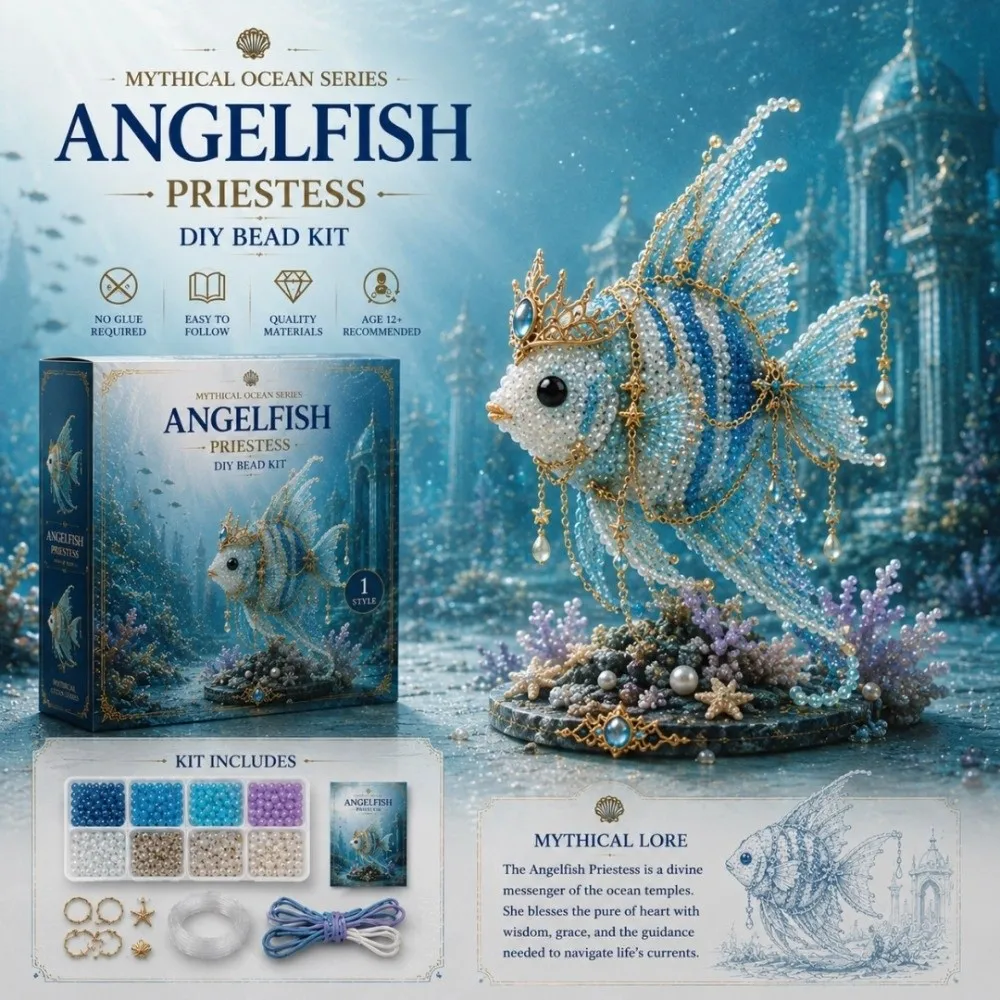 Handmade DIY Marine Organism Beaded Embroidery Kit Colorful Tiny Mythical Ocean DIY Bead Kit Mini Educational