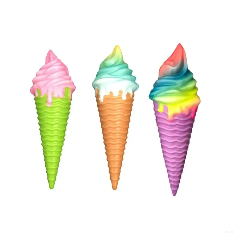 090b Stretchy Pu Ice Ice Cream Cone Toy Stress Soulagez le jouet pressé pour les cadeaux vacances à main bureau pour