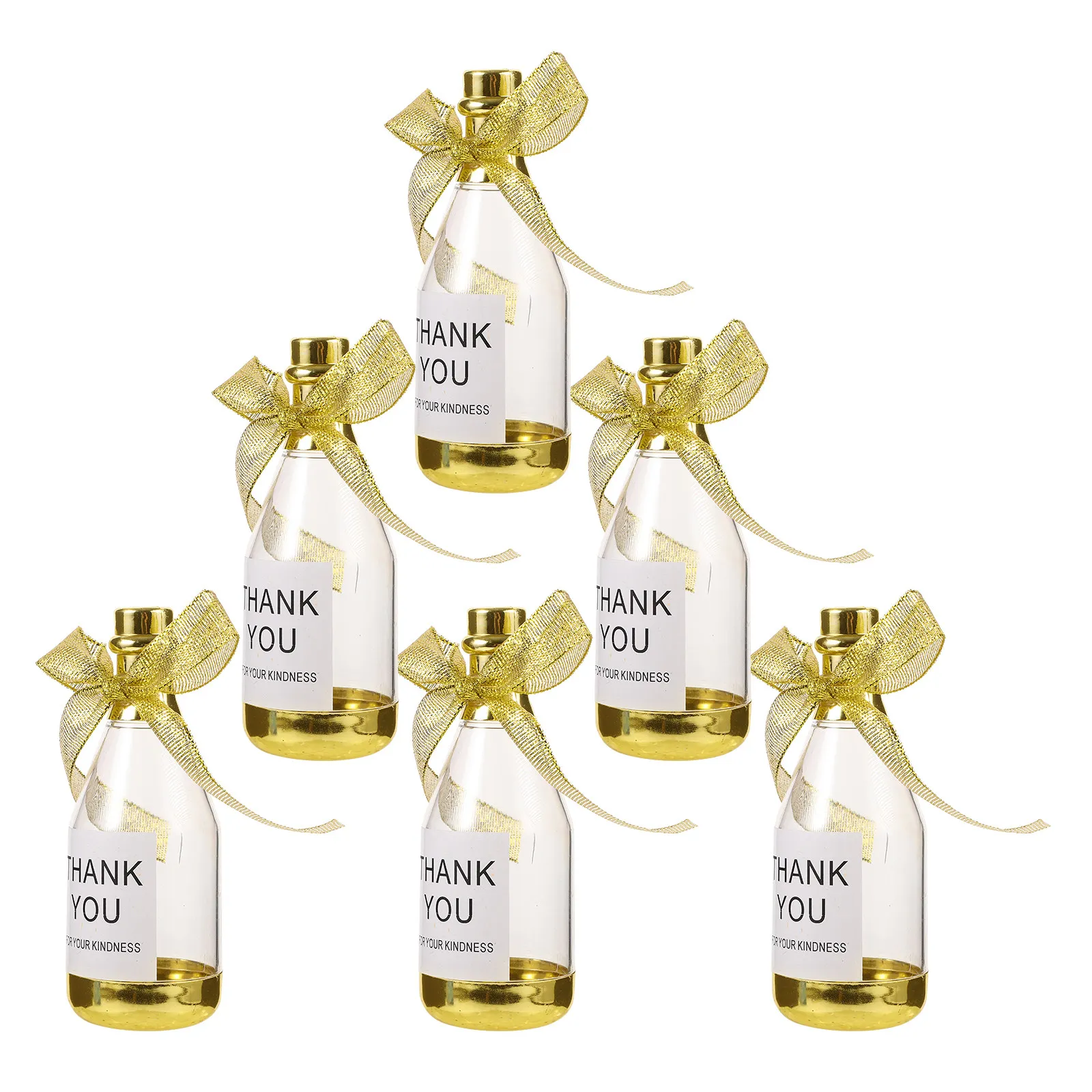 6Pcs Bottle Shape Ps Ribbon Candy Boxes Wedding Favor Containers Visible Storage Decorative Bridal Shower Party Gift