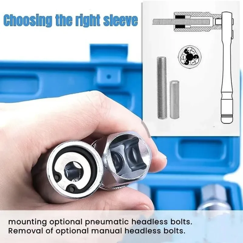 for 4-Piece Set 1/2 Double Head Bolt Thread Screw Headless Broken Sliding Tooth Disassembly Socket Extractor Removal Tool Kit view 3