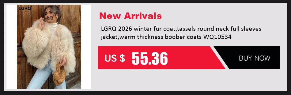 LGRQ 2026 Winter Fur Coat Women's Medium Long Waistless Spotted Long Sleeve Fake Fox Polka Dots Jacket Female Windbreaker WV9630