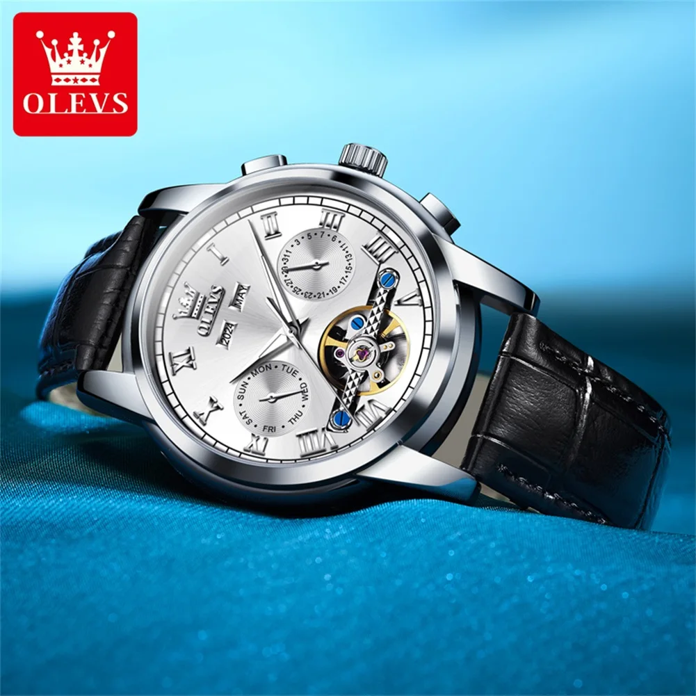 

OLEVS 6607 Мужские часы Автоматические механические часы с датой недели Роскошные деловые спортивные 30 м Водонепроницаемые светящиеся часы для мужчин
