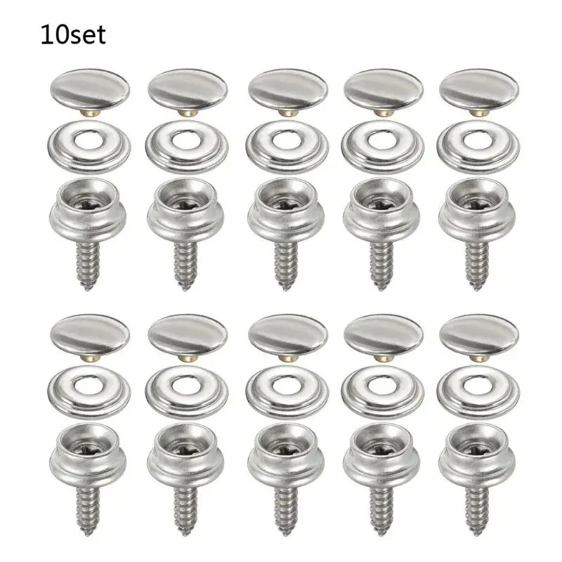 10 Sets Stainless Steel Replacement Tapping Fastener Tent Marine Yacht Boat Canvas Cover Tools Sockets Buttons