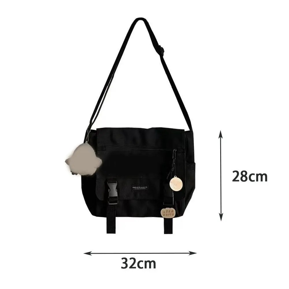 Canvas Satchels Stylish Solid Color Large Capacity Casual Handbag Flip Adjustable Shoulder Strap Crossbody Bag Teen