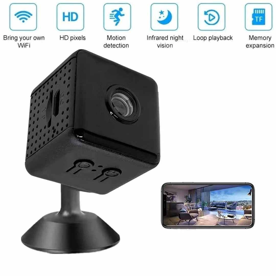 Smart Surveillance Camera WiFi Wireless Remote Home Monitoring Small Square Security Camera