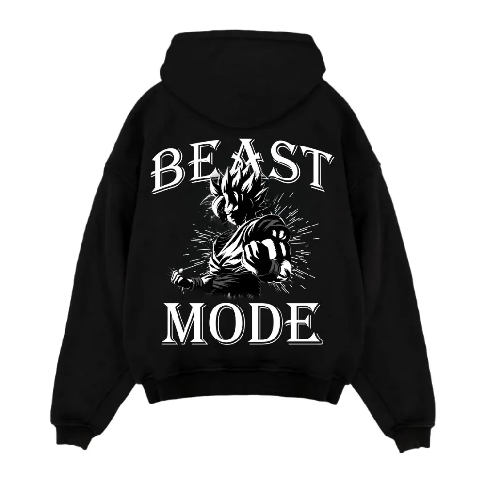 100 قطن دراغون بول زد هوديي أسود جوكو شخصية طباعة أنيمي البلوز مع تصميم الشعر شائك سوبر سايان تأثيري