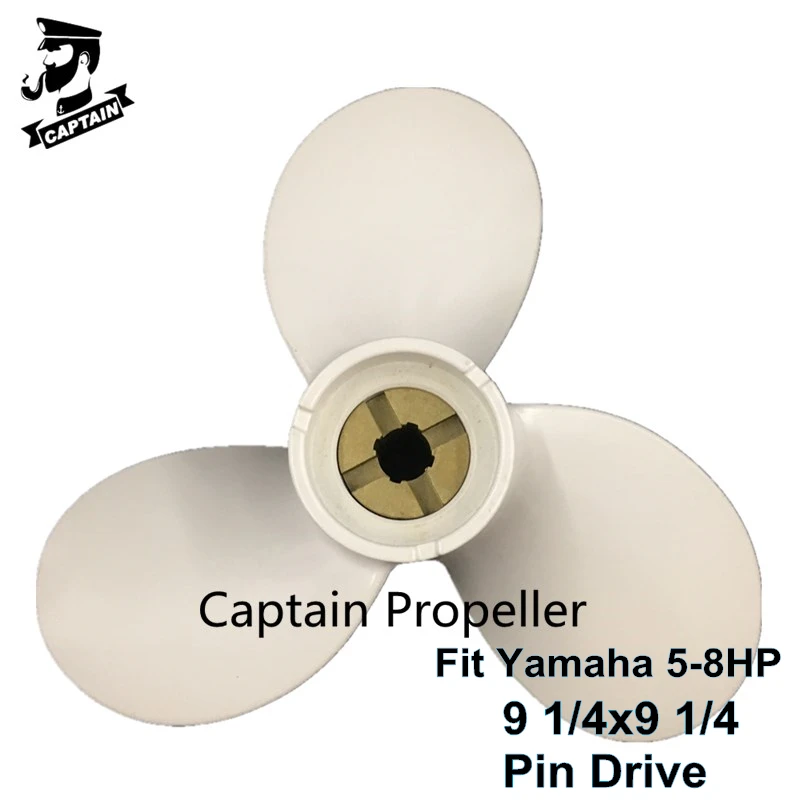 Captain Outboard Propeller 9 1/4x9 1/4-C Fit Yamaha Engines 6HP 8HP Pin Drive Aluminum High Thrust Propeller 3 Blades RH Marine