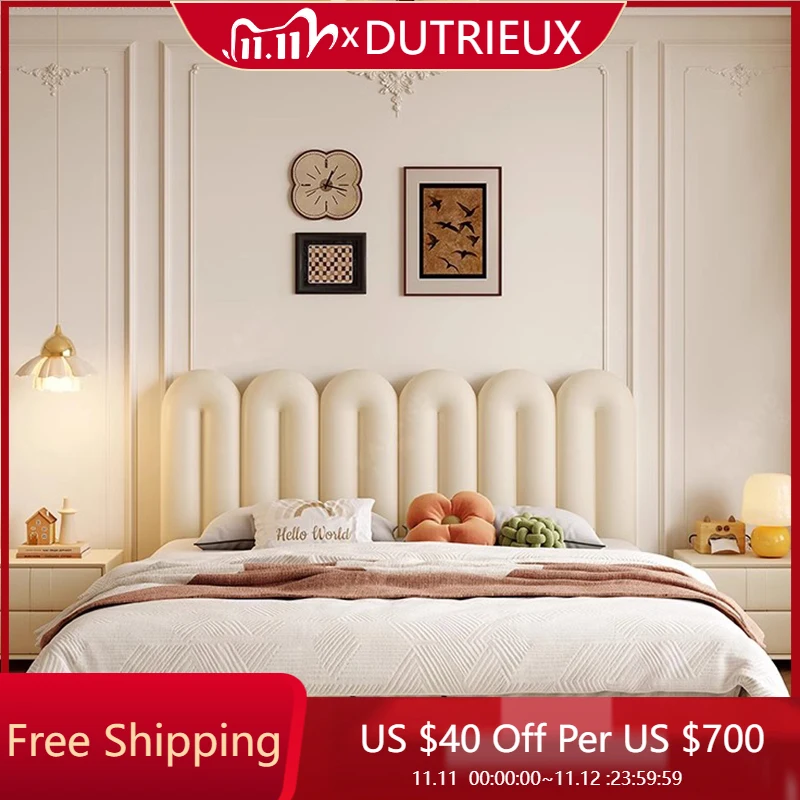 

Белая кремовая кровать, дешевая, удобная, модная, уникальная, мягкая, солнцезащитный дизайн, деревянная плавающая кровать, экономия места, мебель для салона Cama, двуспальная