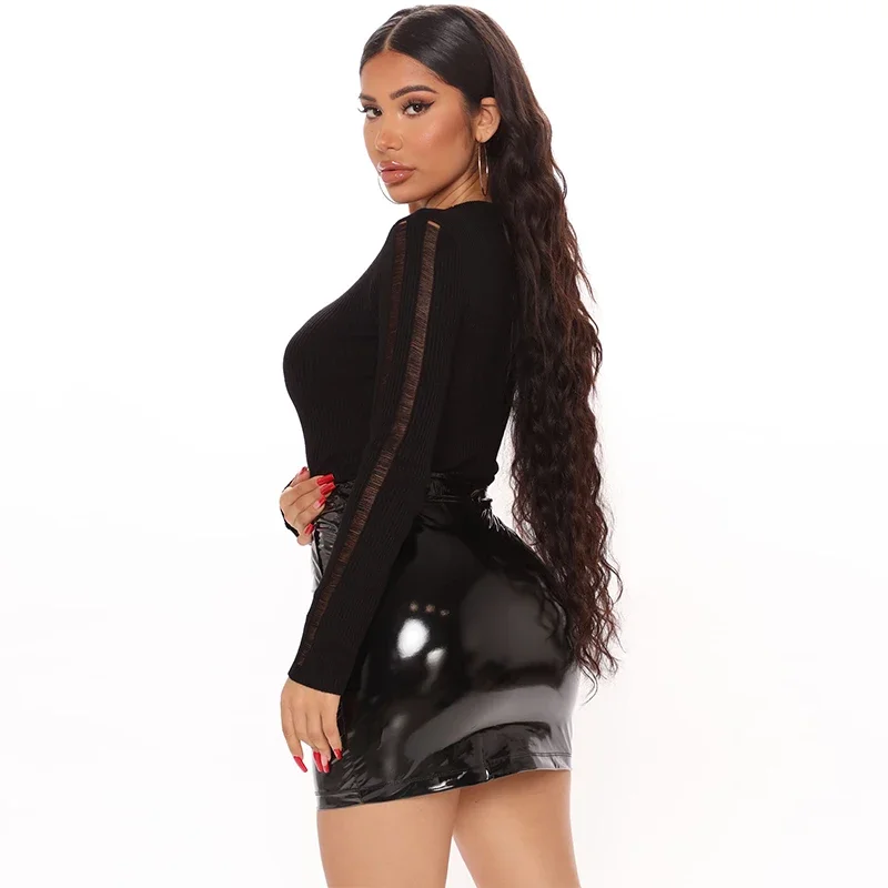 

Мини-юбка из искусственной кожи с высокой талией и молнией спереди, женские тонкие короткие мини-юбки-карандаш из искусственной кожи для ночного клуба, хит продаж