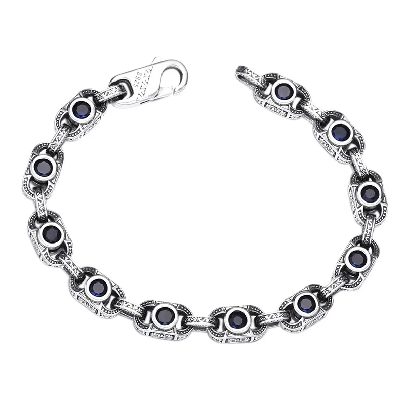 HX New Seiko Arabesque Zircon Bracelet for Men\'s Domineering Trend Retro All-match Jewelry Accessories
