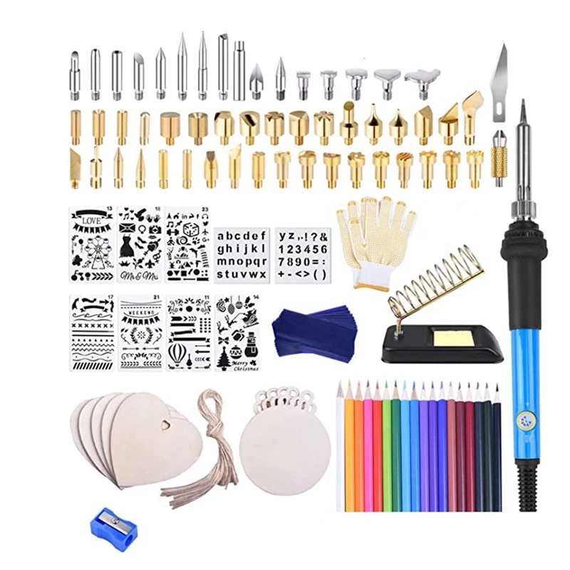 

New-115Pcs Wood Burning Kit, Soldering Iron Wood Burning Tool DIY Kits 200-450 ℃ For Embossing/Carving/Soldering US Plug