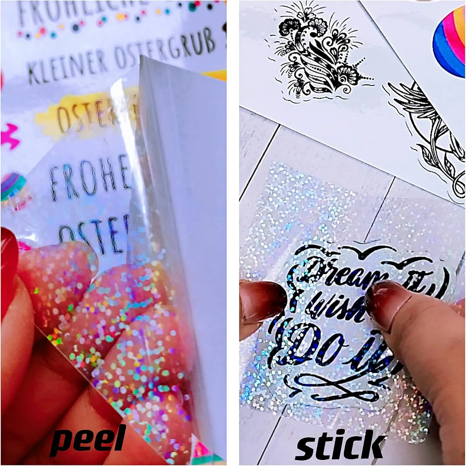 50 Sheets Holographic Cold Lamination Film 4.1x2.9 Inch Clear Overlay Waterproof star Lamination Sticker Self-Adhesive paper