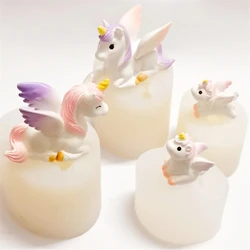 4 Styles Unicorn Candle Silicone Mold DIY Handmade Aromatherapy Gypsum Epoxy Resin Making Mould Dessert Chocolate Baking Tools