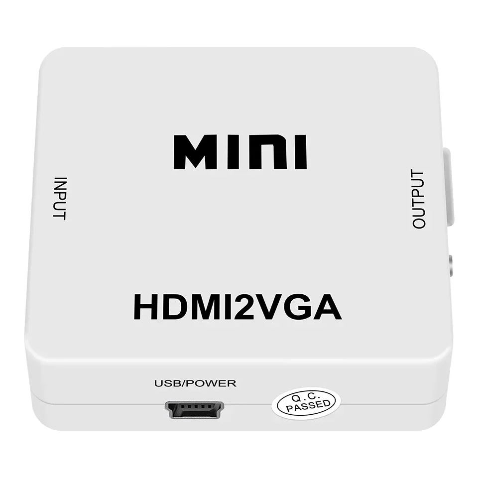 1080P HD Video Audio Box Converter HDMI-Compatible to VGA for Laptop Xbox360 DVD PS3 PC TV Box Projector