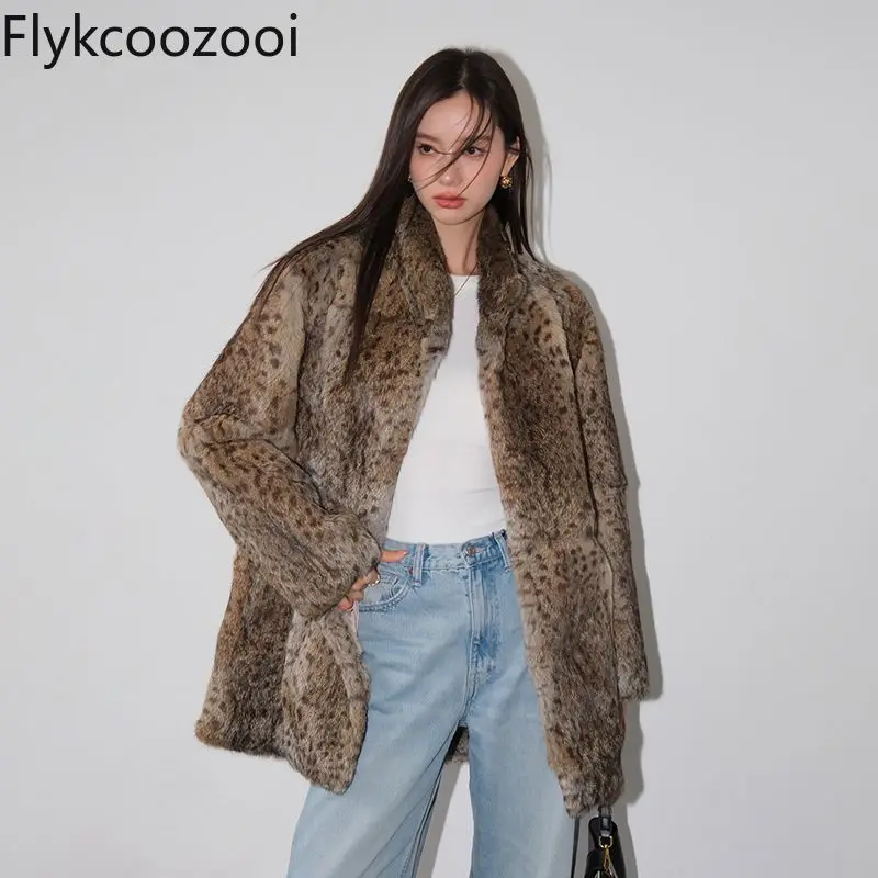 Winter Clothes Women 2024 Fashion Coats Streetwear Jaqueta Feminina Inverno Stand Collar Classic Leopard Fur Coat for Women