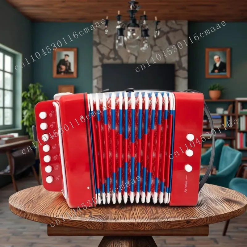 Professional 2 Bass 7-Key Mini Diatonic Accordion ABS Plastic Toy for Beginners Early Music Education Enlightenment Children's