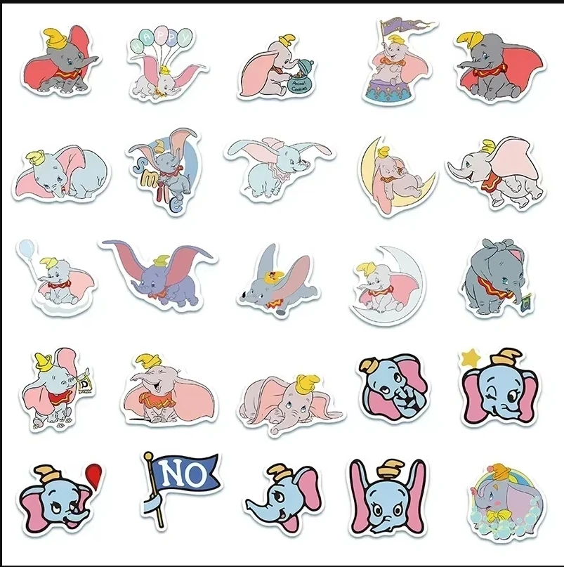 10/50PCS Disney Cartoon Dumbo Adesivi Divertenti Bambini Carino Decalcomanie Giocattolo Cassa Del Telefono Valigia Del Computer Portatile Kawaii Graffiti Adesivo Decorazione