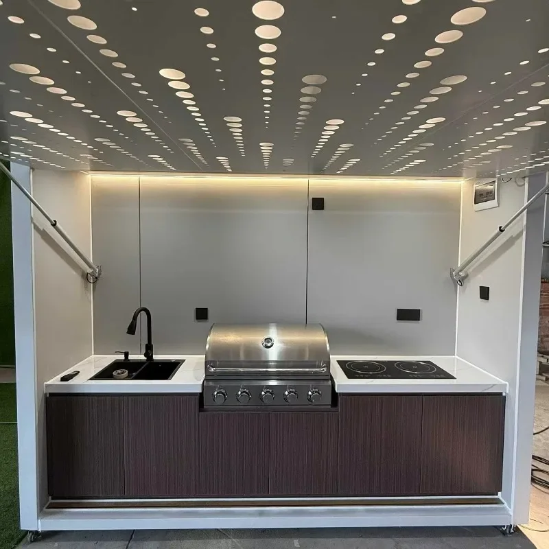 New Arrivals Customized Waterproof Eco-Friendly Modern Premium Stainless Steel Outdoor Kitchen BBQ Grill Shed for