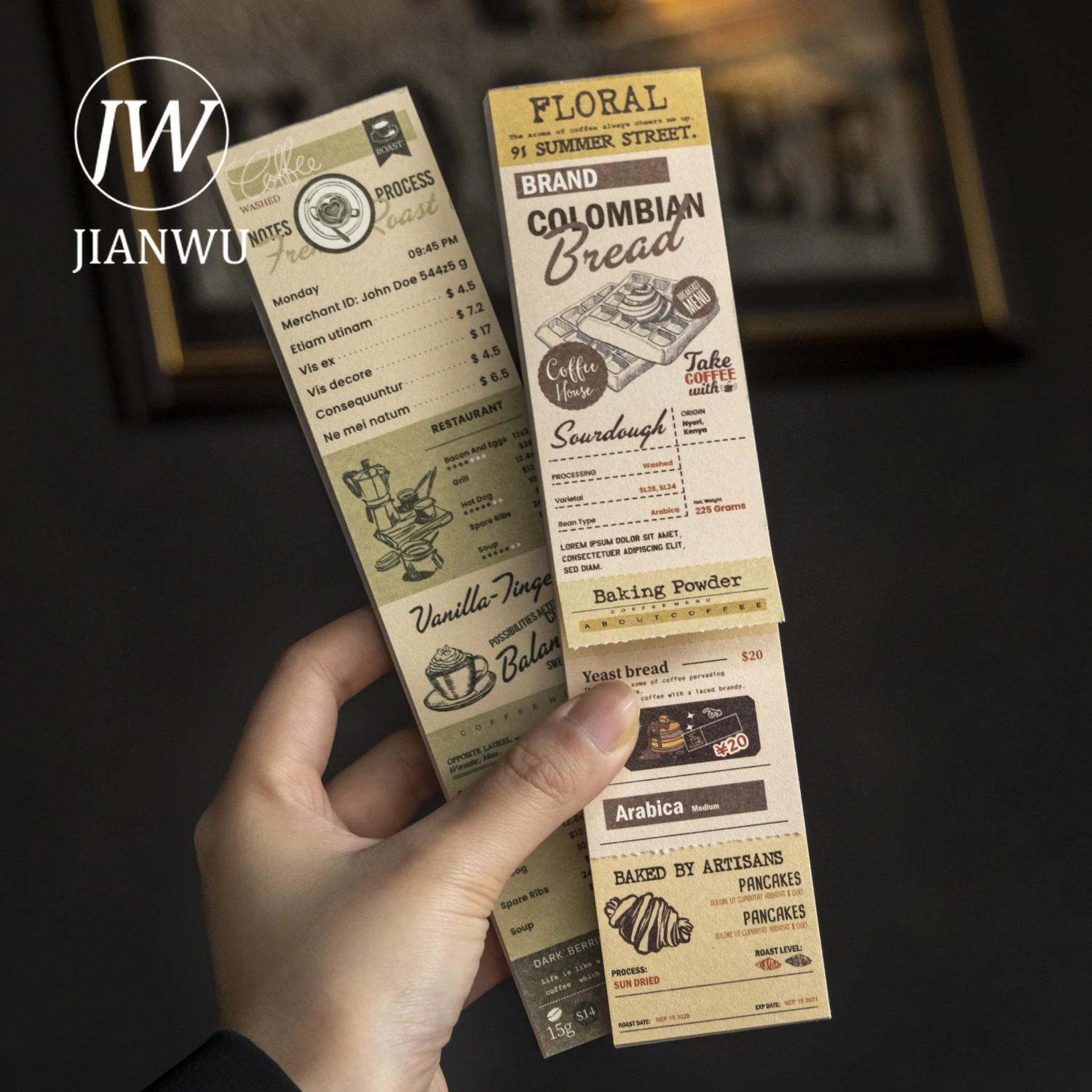 JIANWU 컵 오브 커피 이즈 무드 시리즈 빈티지 영어 라벨 풍경 소재 콜라주 메모 패드 창의적인 정크 저널 문구류