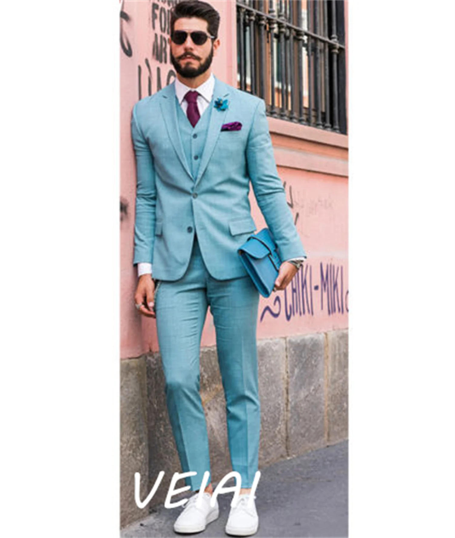 

CustomizedMint Green Two Buttons Groom Tuxedo Wedding Suit Men's 3 Men's Suit Jacket + Vest + Pants