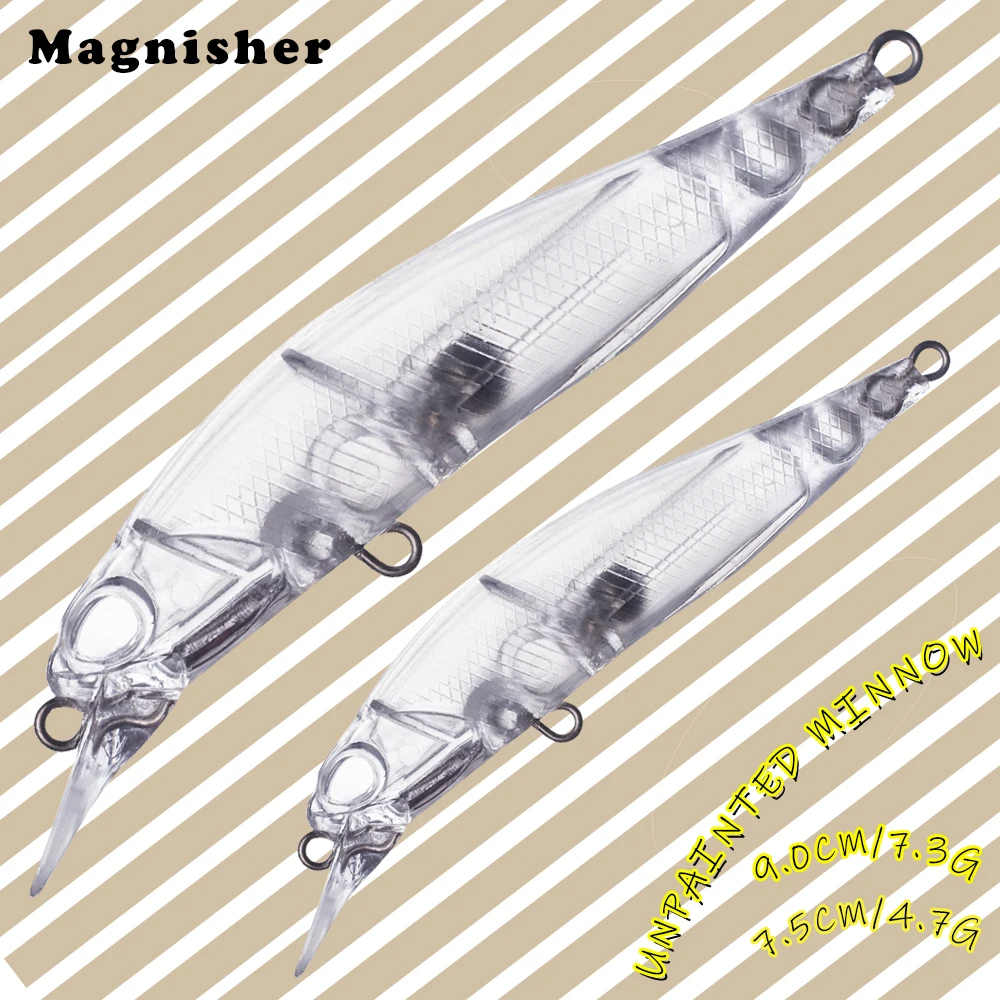 Magnisher Unpainted Minnow Hard Baits 7.5cm/9cm 2 Sizes Fishing Lures Blanks DIY Artificial Bait Wobble Tackle