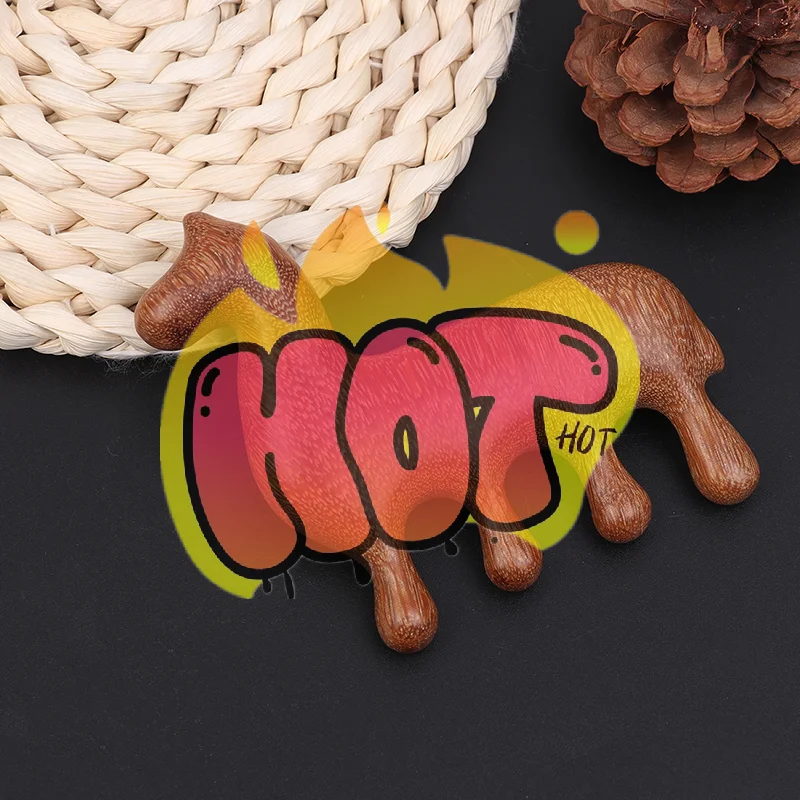 Peine de sándalo de madera del año del caballo del zodiaco, cuatro dientes, cuero cabelludo, relajación, cuello, cuerpo, peine de masaje meridiano, cepillo de pelo liso antiestático