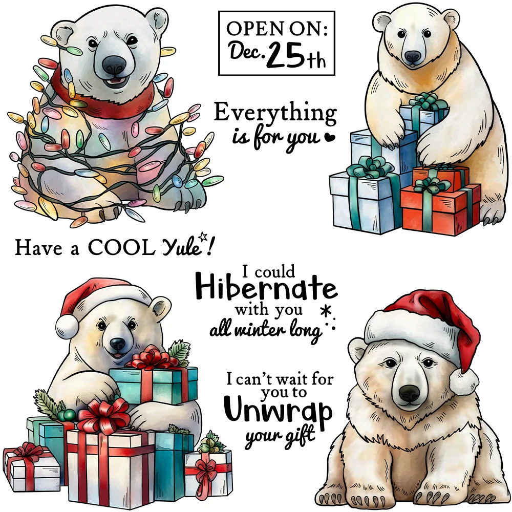 

Mangocraft Christmas Winter Polar Bear Cutting Dies Clear Stamp DIY Scrapbooking Metal Dies Silicone Stamp For Cards Albums