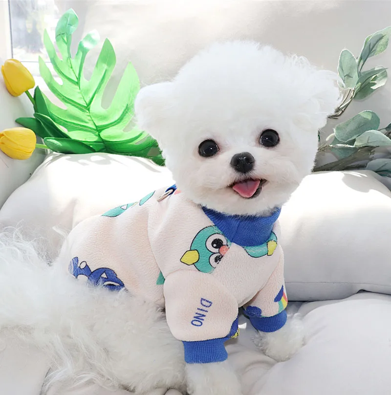 

Winter Traction Puppy Clothing Teddy Planet Pattern Hoodie Pet Warm Bottoming Shirt Cartoon Dog Clothes XS-XL