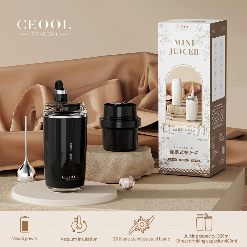 

320ML Portable Juicer Blender Type C Rechargeable Juicer Thermos Cup Multifunction Electric Juicer for Smoothie Milkshake Juice