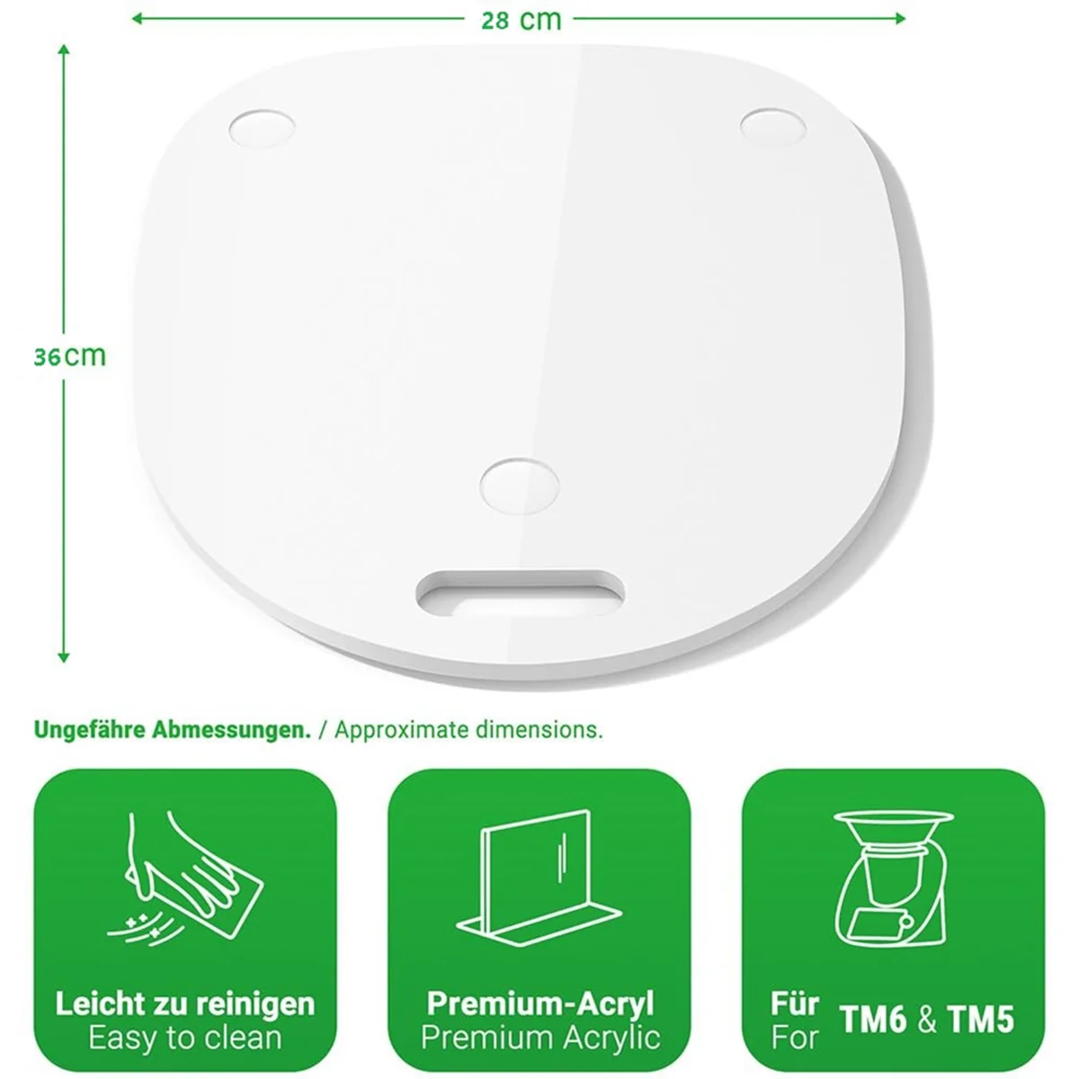 Gliding Board for Thermomix TM6 TM5 Gliders Effortless Moving Acrylic Rolling Board White