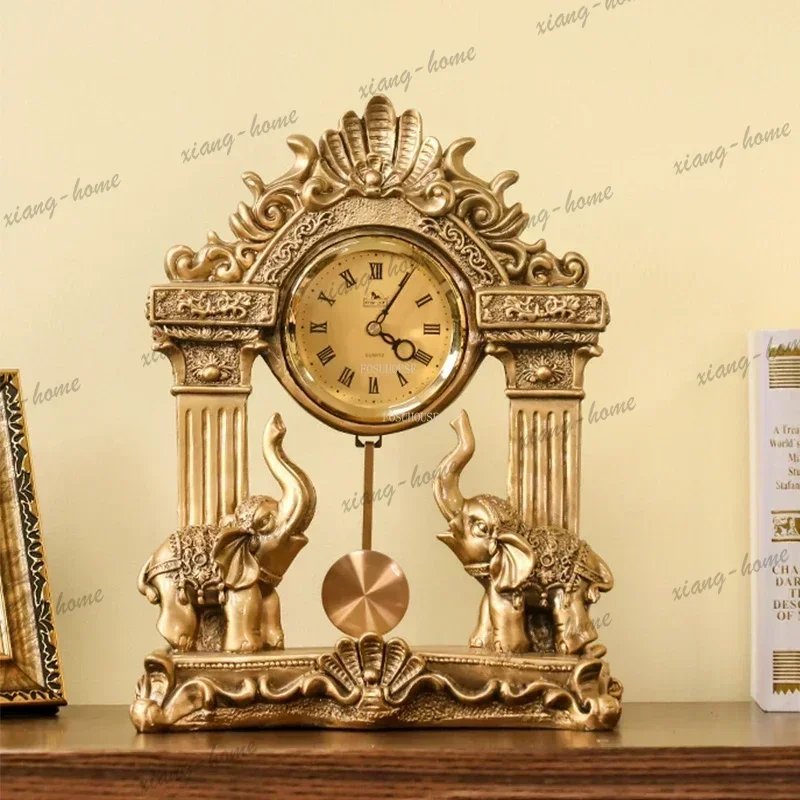 Best Sellers Creative Little Elephant Floor Clocks Living Room Mute Movement Chinese Clock Home Desk Clock Retro Light Luxury St