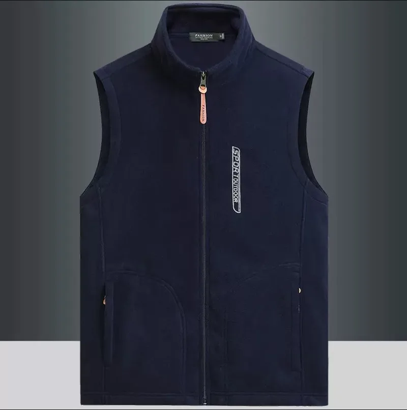 

2025 new outdoor leisure thin fleece waistcoat men spring and autumn loose sports vest fleece fleece jacket